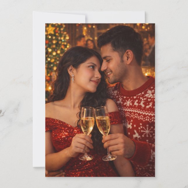 "Pareja Romántica de Navidad Foto Personalizada de (Anverso)