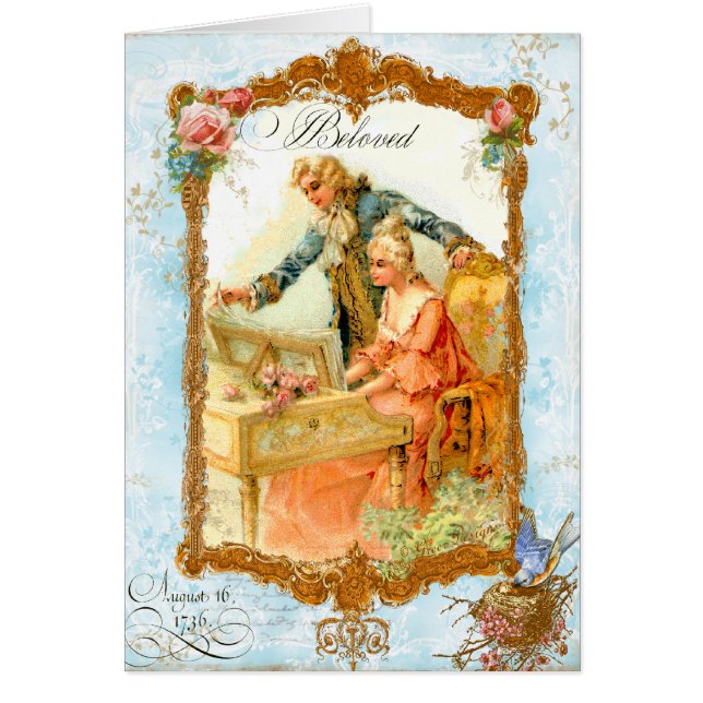 Pareja romántica estilo vintage francés (Frente)