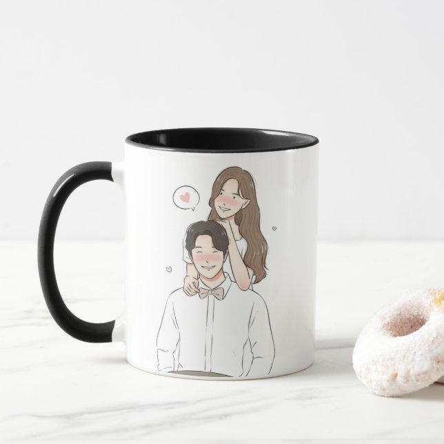 Pareja romántica taza de amor lindo regalo para él (Con donut)