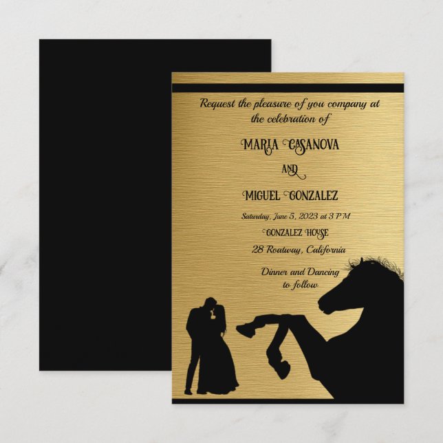 pareja romántica y caballo negro El amor está en e (Anverso / Reverso)