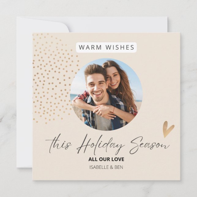 Pareja sencilla foto festiva de Navidad vacaciones (Anverso)