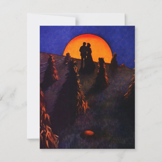 ¡PAREJA SILHOUTING EN LA INVITACIÓN DE LA LUNA DE  (Anverso)