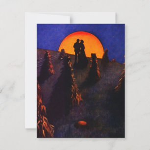 ¡PAREJA SILHOUTING EN LA INVITACIÓN DE LA LUNA DE
