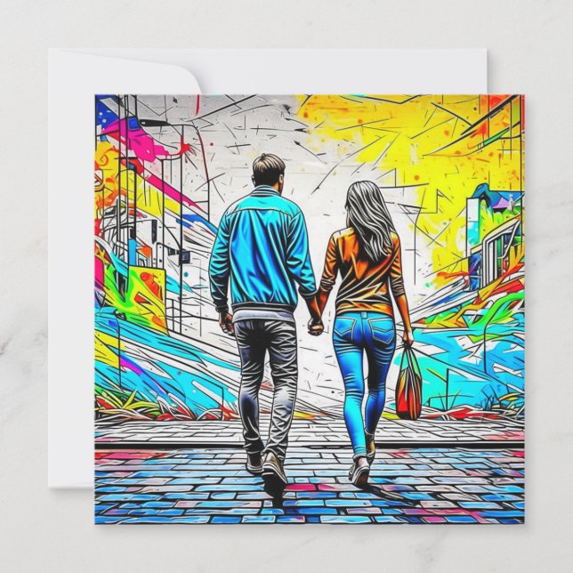 Pareja sosteniendo manos Graffiti urbano (Anverso)