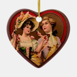 Pareja victoriana en ornamento cardíaco
