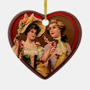 Pareja victoriana en ornamento cardíaco