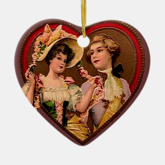 Pareja victoriana en ornamento cardíaco (Frente)