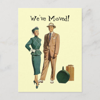 Pareja vintage retro de postales anuncian que nos