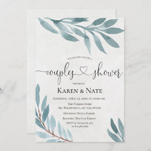 Parejas acuarelas Ducha Invitación Botánica