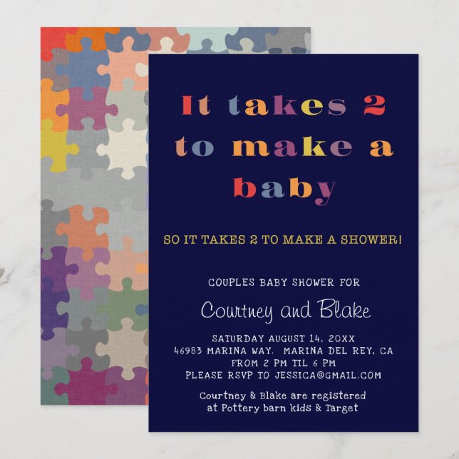 Parejas Baby Shower Invitación Naval (Anverso / Reverso)