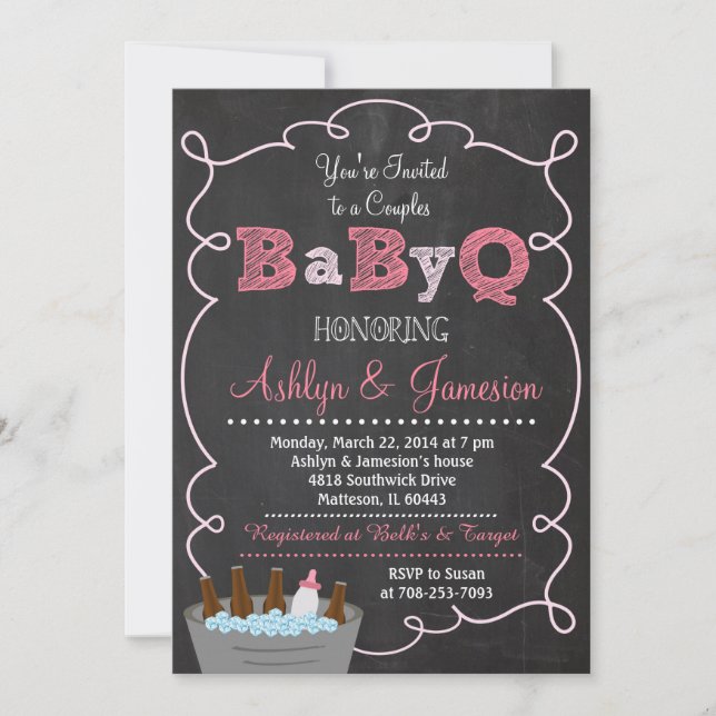 Parejas BabyQ Invitación a Baby Shower (Anverso)