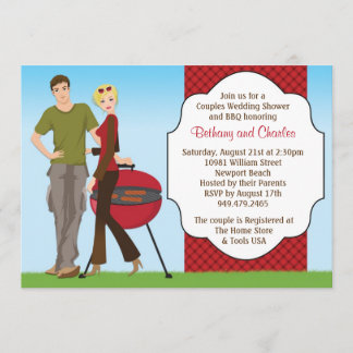 Parejas BBQ Boda Invitación a la Ducha
