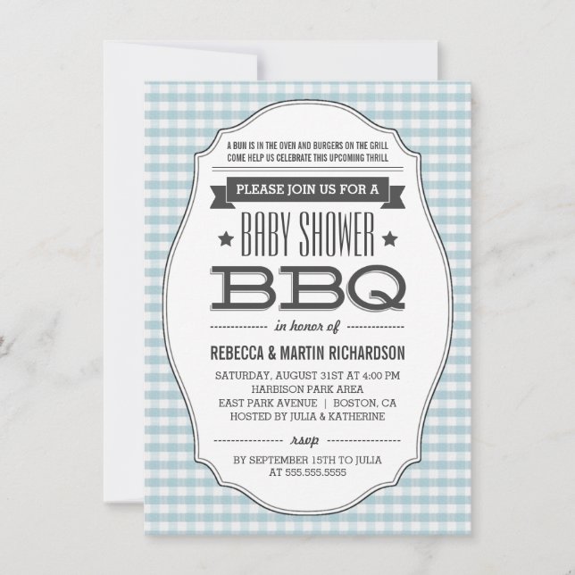 Parejas BBQ Boy Baby Shower Invitaciones (Anverso)