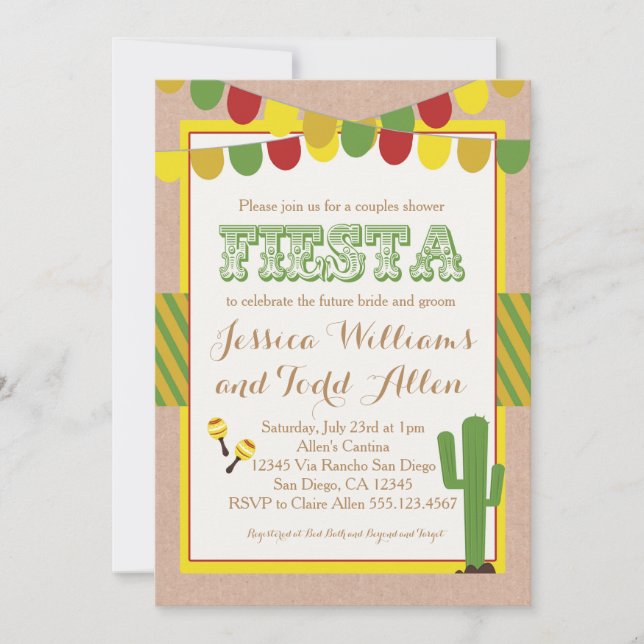 Parejas Bodas Ducha Invitación Fiesta (Anverso)