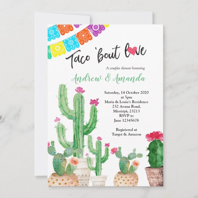 Parejas Bodas Ducha Invitación Fiesta (Anverso)