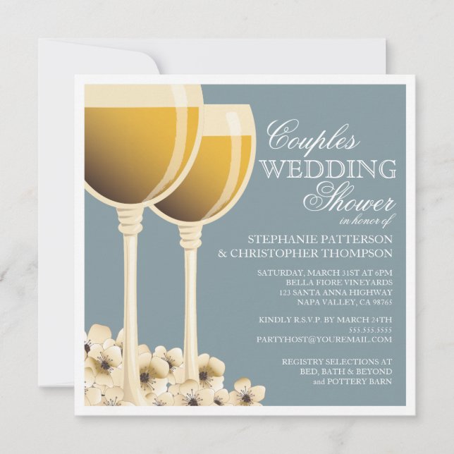 Parejas Bodas Ducha Invitación temática de vino (Anverso)
