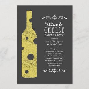 Parejas Bodas Ducha Invitaciones de vino y queso