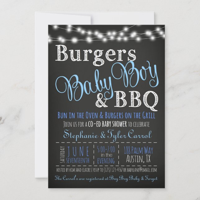 Parejas Cocinan Burger Niño BBQ Invitación a la du (Anverso)
