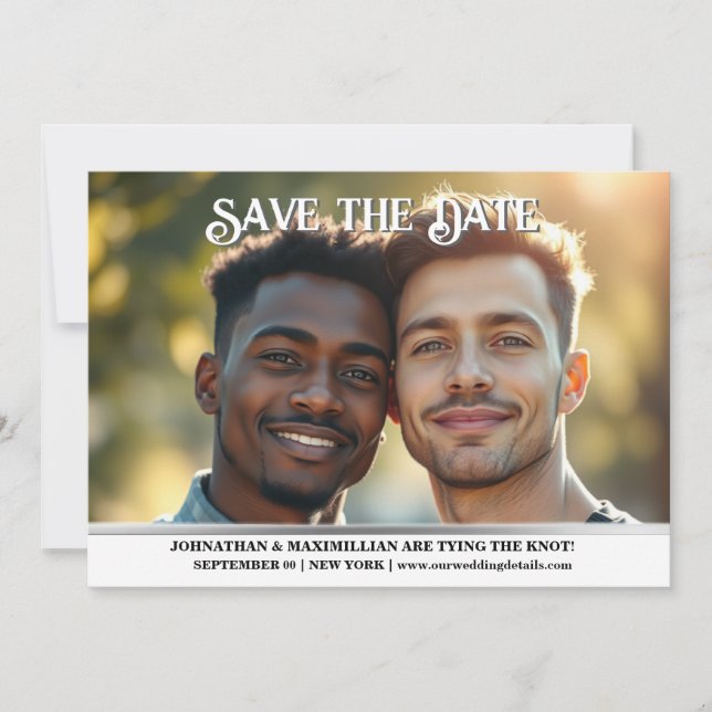 Parejas compromiso boda invitación gays (Anverso)