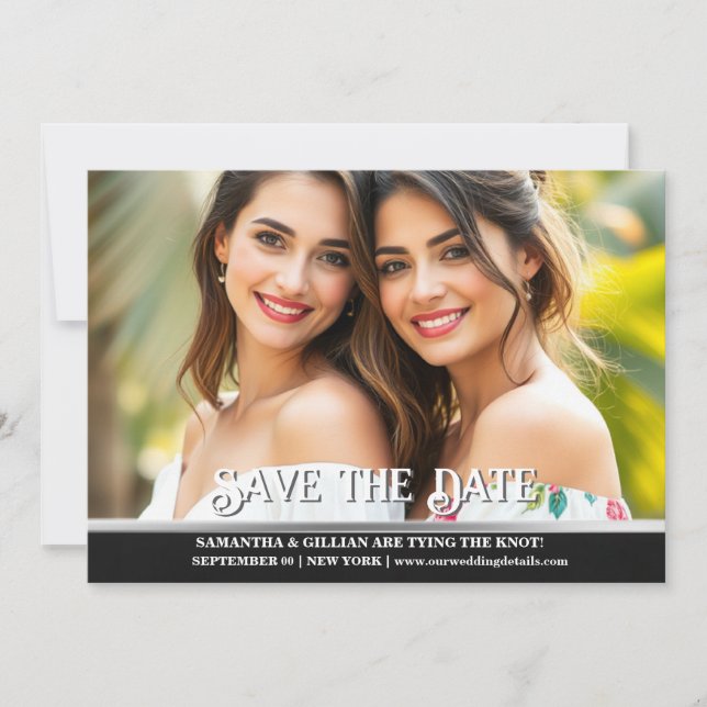 Parejas compromiso lgbtq invitación lesbiana (Anverso)