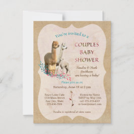 Parejas de Alpaca Invitaciones magnéticas Baby Sho