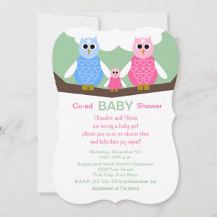 Parejas de bacalao Lechuzas Niña Ducha Invitación