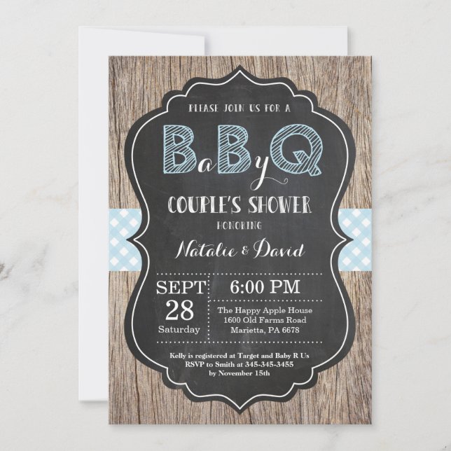 Parejas de barbacoa Invitación a la ducha Bebé Q N (Anverso)