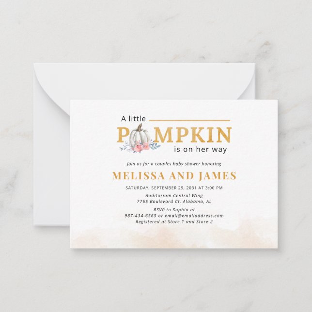 Parejas de calabaza Invitación a la Flora Rosa Bab (Anverso)