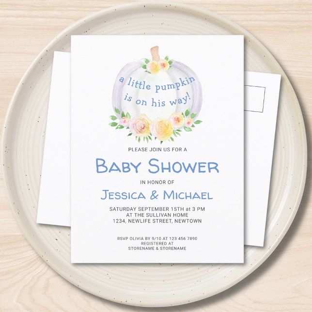 Parejas de calabaza Invitación postal Baby Shower  (Subido por el creador)