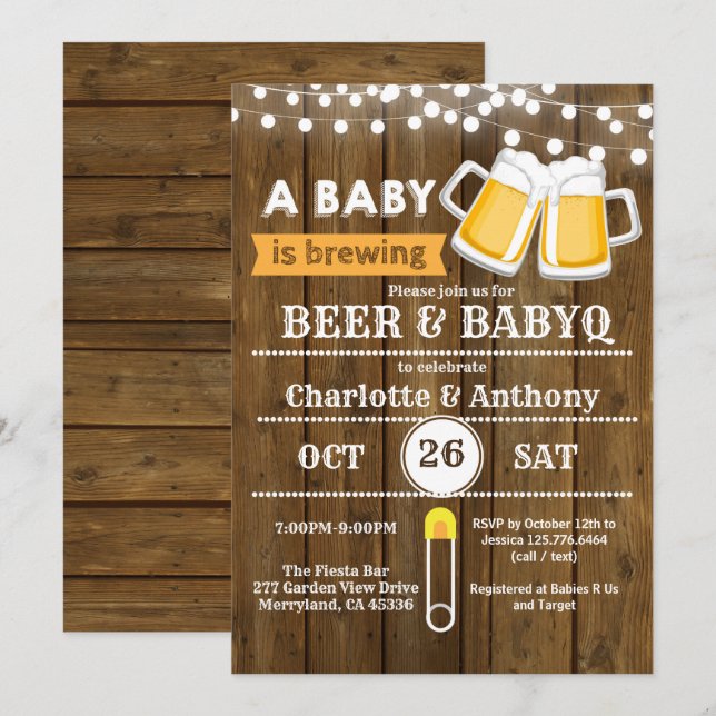 Parejas de cerveza invitación a ducha de bebé neut (Anverso / Reverso)