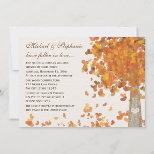 Parejas de otoño de árbol tallado Invitaciones a l