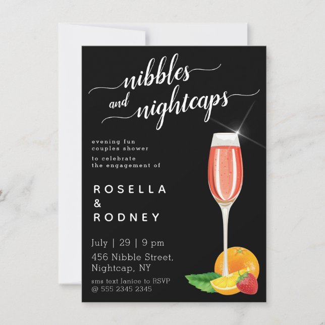 Parejas Ducha Nibbles Nightcaps Invitación al pres (Anverso)