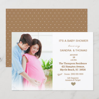 Parejas Foto Invitación a Baby Shower marrón