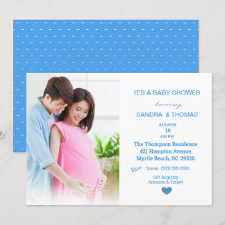 Parejas Fotografía Azul Invitación a Baby Shower