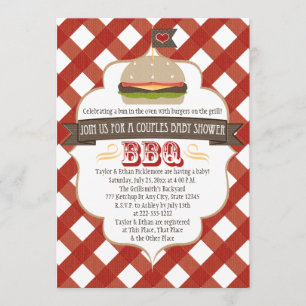 Parejas hamburguesas BBQ Invitaciones a ducha de b
