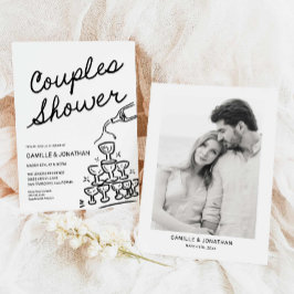 Parejas modernas ducha Invitación al champán