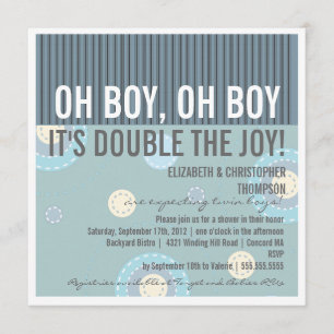 Parejas modernas invitaciones a Baby Shower Twin B