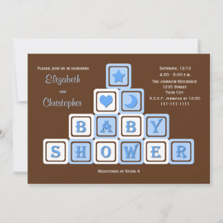 Parejas Recubiertas Baby Shower Invitación Bloques