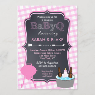 Parejas rosadas Invitaciones Baby Shower BBQ BabyQ