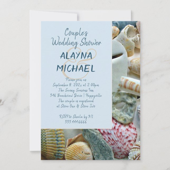 Parejas Temáticas De Playa Ducha Invitación A Las  (Anverso)