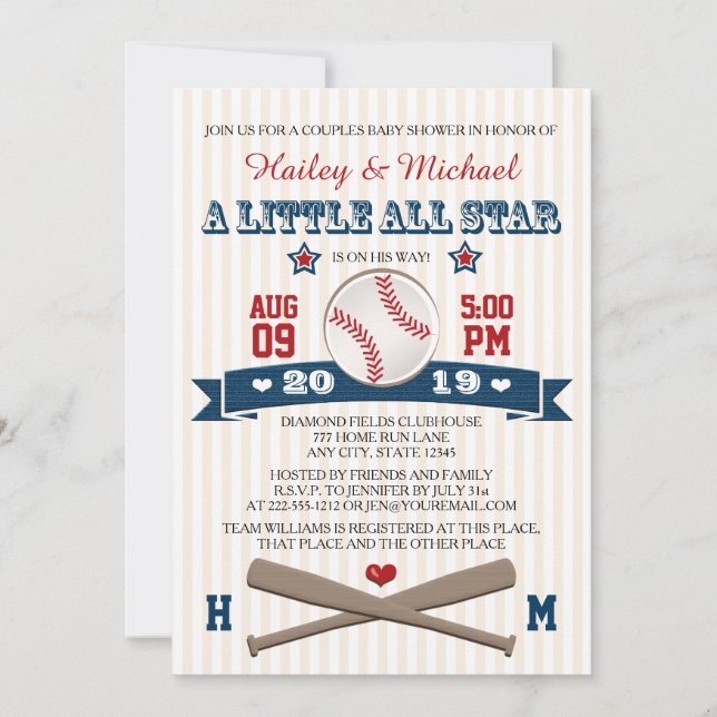 PAREJAS TODAS LAS INVITACIONES DE BABY SHOWER STAR (Anverso)