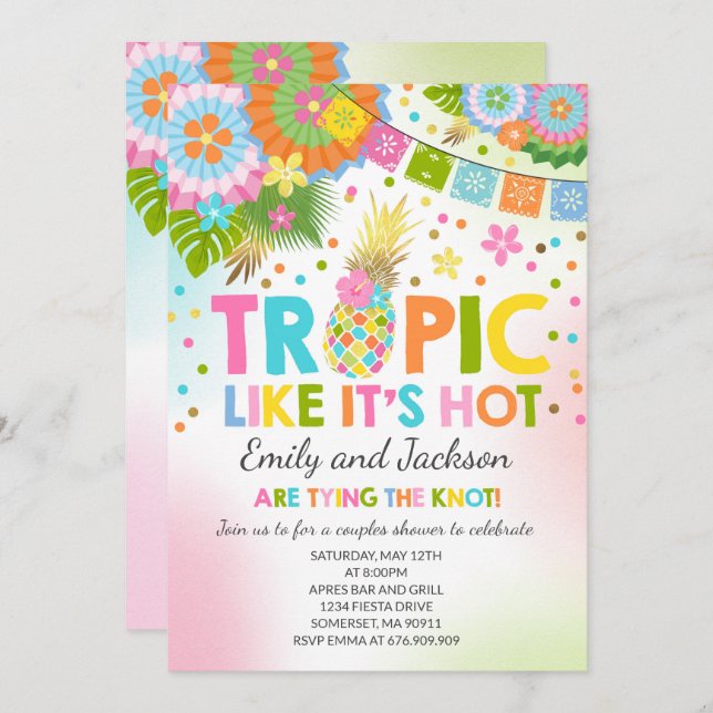 Parejas Tropicales Ducha Invitación a Ducha Tropic (Anverso / Reverso)