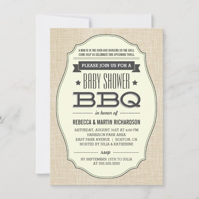 Parejas Vintage BBQ Baby Shower Invitaciones (Anverso)