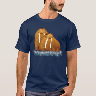 Pares de la morsa en la camiseta del flujo del