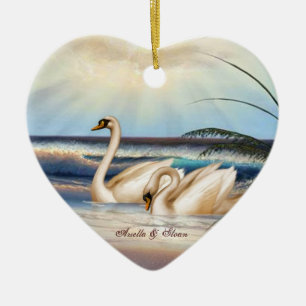 Pares de los cisnes - amor - ornamento en forma de