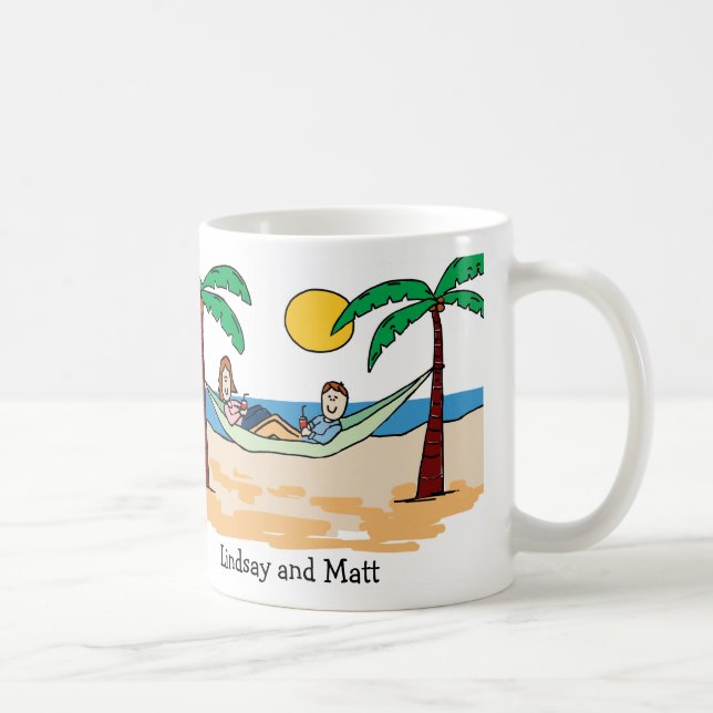 Pares el vacaciones - taza de encargo del dibujo (Derecha)