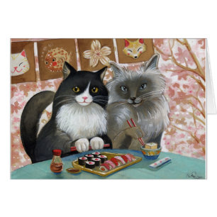 Pares preciosos del gato del sushi