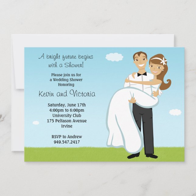 Pares que casan la invitación de la ducha (Anverso)