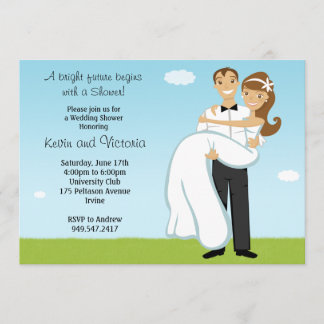 Pares que casan la invitación de la ducha