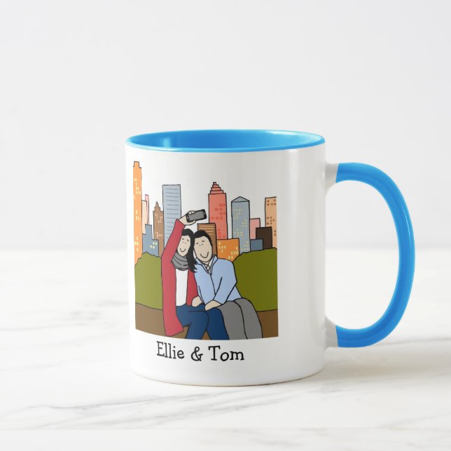 Pares que toman la taza personalizada selfie- del (Derecha)